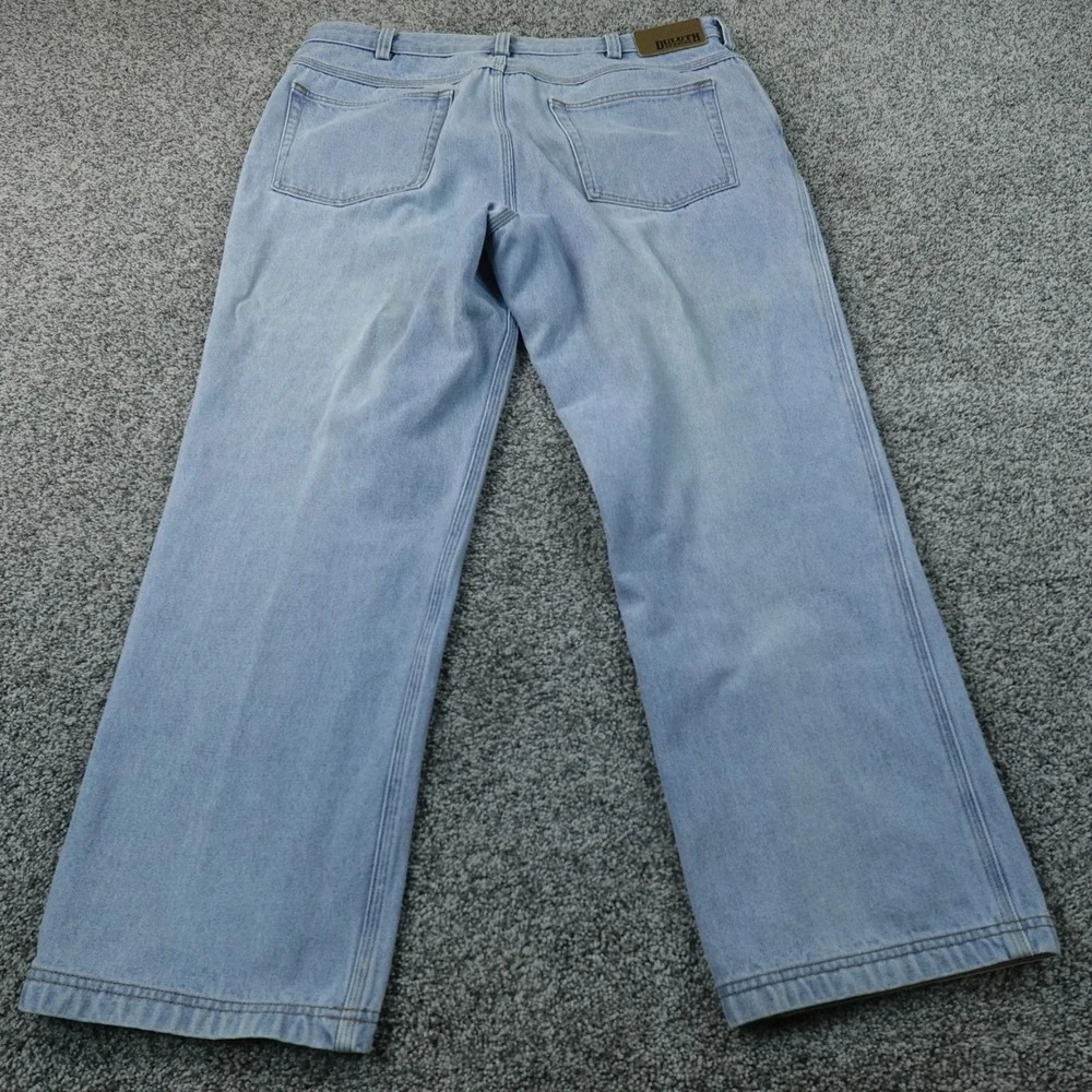 Duluth Trading Jeans Mens 40X30 Light Blue Denim Pants Straight Leg Outdoor Work